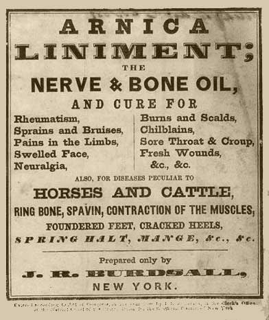 old advertisement for arnica liniment