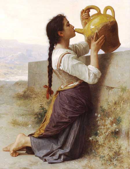 Thirst - painting of a girl drinking from a jug