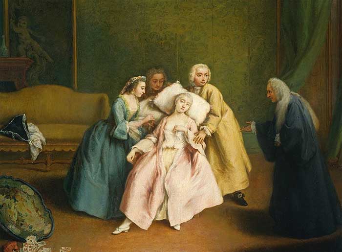 Painting of a woman fainting