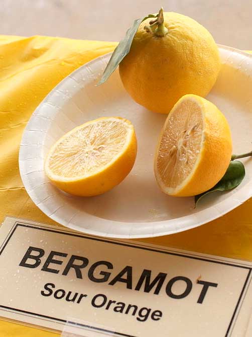 Bergamot sour orange on a plate