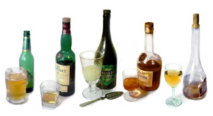 variety of alcoholic beverages