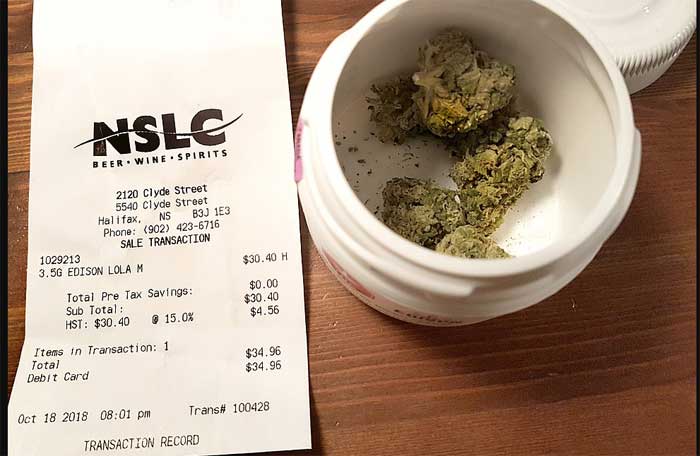 purchase receipt for legal cannabis