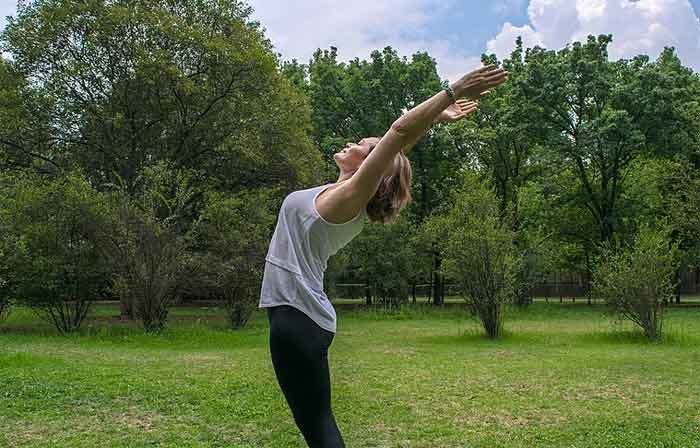 woman practicing deep breathing