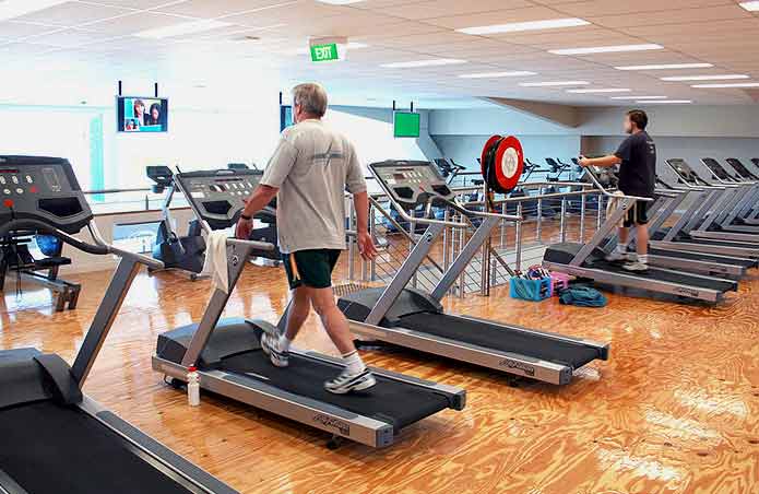 working out at the gym