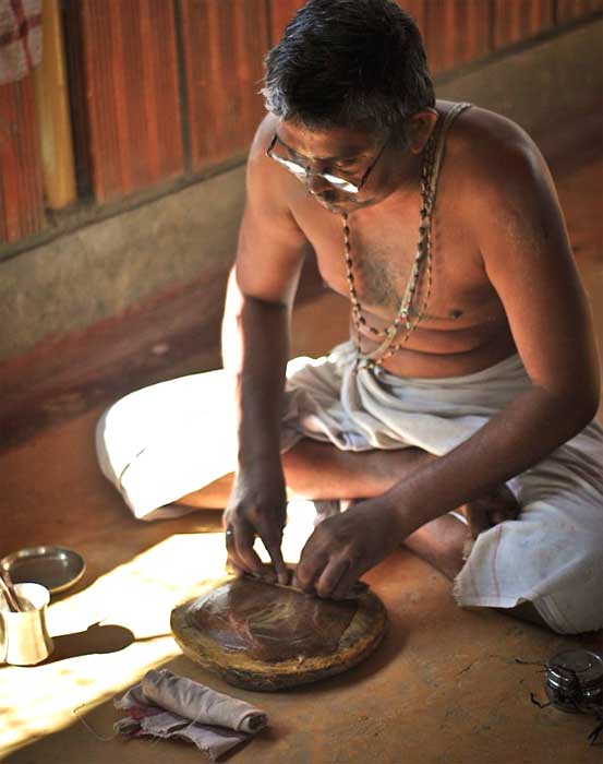 making making sandalwood paste