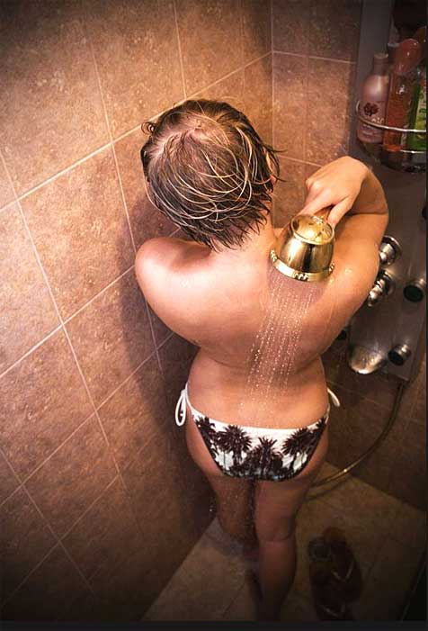 woman taking a shower