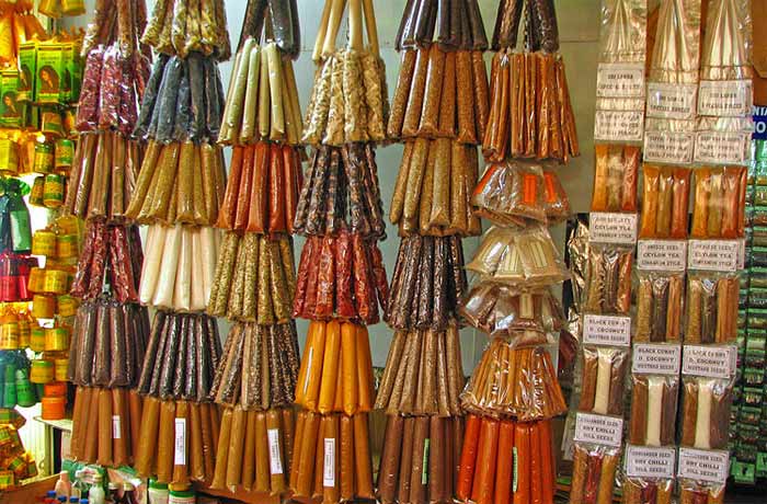 Spices on display in a market