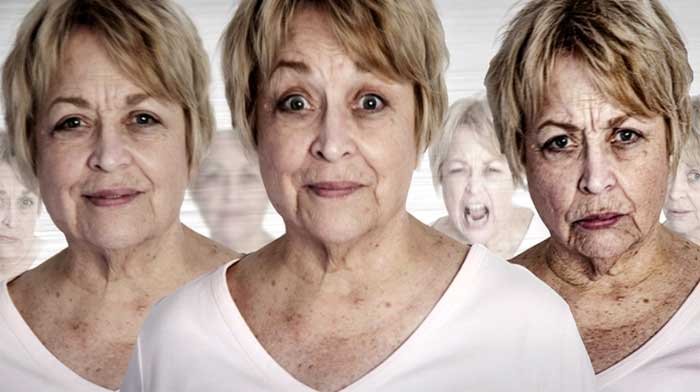 Woman with different facial expressions